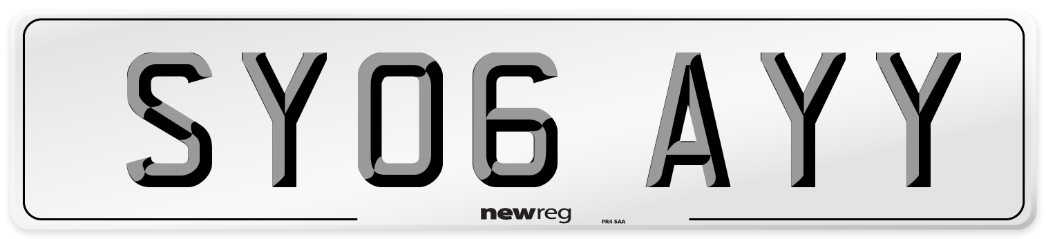 SY06 AYY Number Plate from New Reg